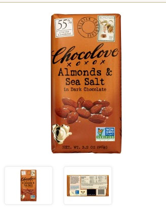 Chocolove, アーモンド & シーソルト イン ダークチョコレート, 3.2 oz (90 g)