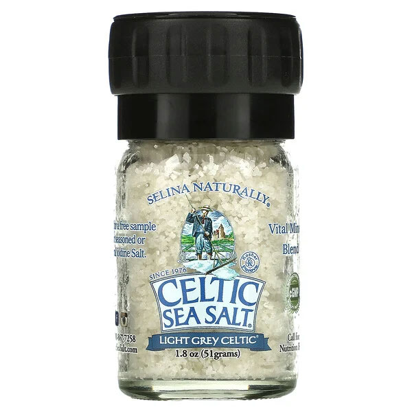 Celtic Sea Salt, 小型岩塩挽き器、ライト グレイ セルティック入り, 1.8 オンス (51 g) 