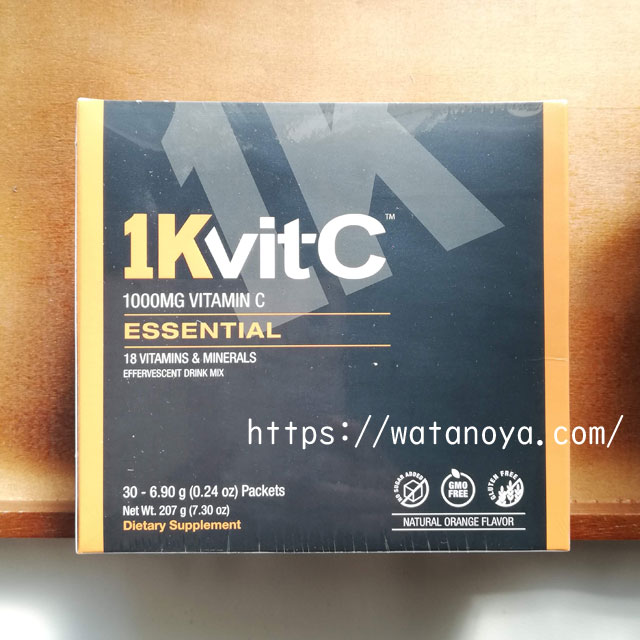 1Kvit-C, ビタミンC、エッセンシャル、発泡性ドリンクミックス、天然オレンジ風味