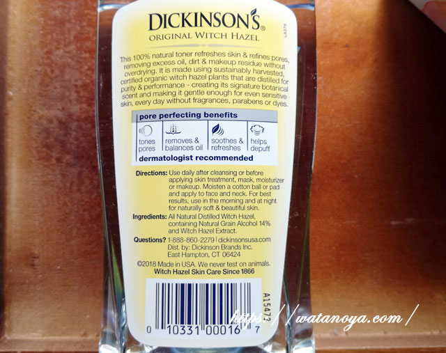 ディッキンソン　ickinson Brands, オリジナルウィッチヘーゼル, ポアパーフェクティング（毛穴を整える）トナー, 16 fl oz (473 ml)